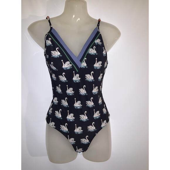 Stella McCartney Black Swan One Piece Swimsuit Women’s Small Beach Resortwear - Picture 1 of 5